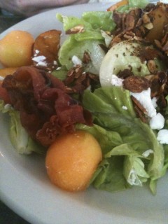 I don't think I would've thought about combining melon balls, crispy prosciutto, and feta on a salad if I hadn't seen it at a restaurant.
